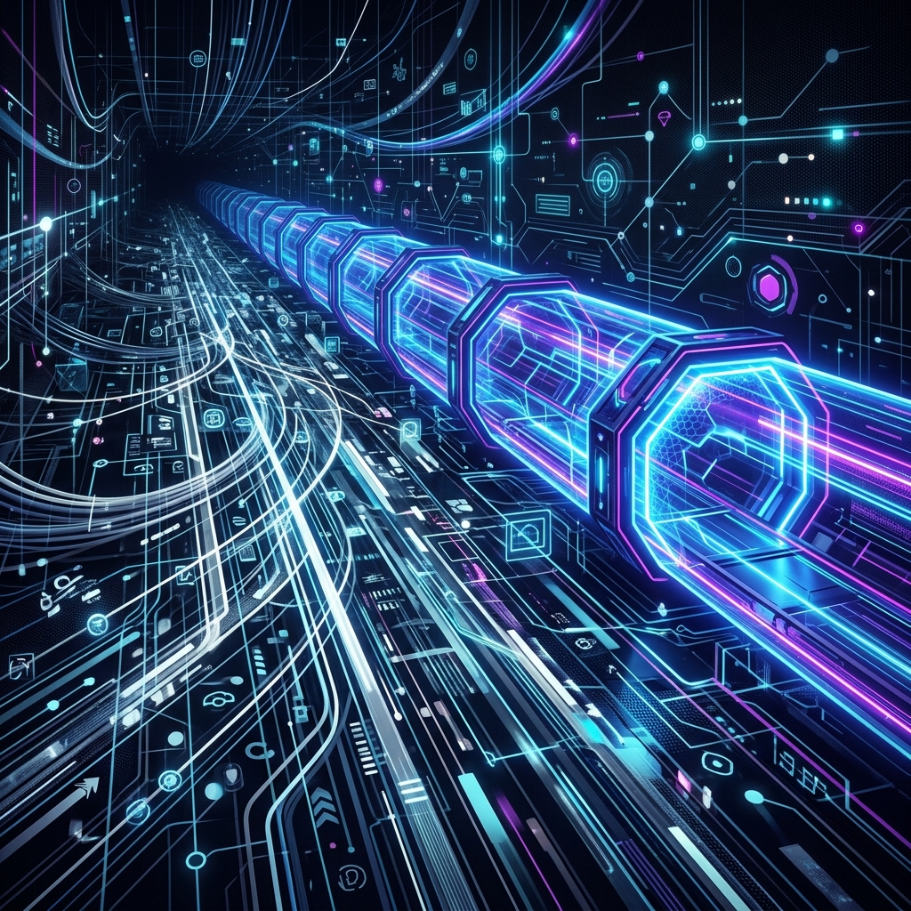 Analogía visual de un túnel privado paralelo a una autopista pública de datos